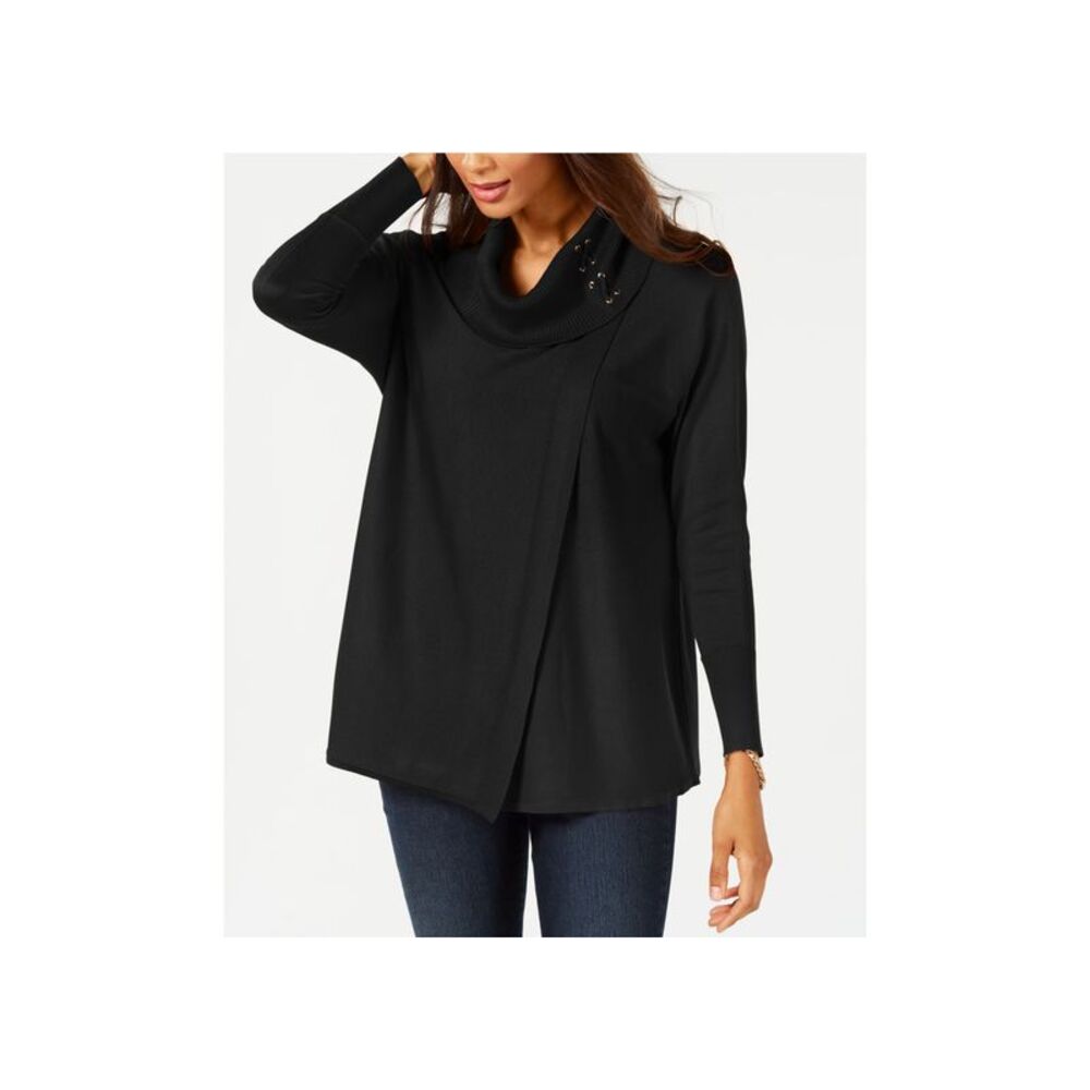 JM Collection Faux Wrap Cowl Neck Sweater